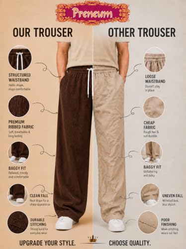 Image of Preneum Men Mid Rise Poly Cotton Loose Fit Trouser || Korean Style Travel & Lounge Wear with Pockets (Available in Plus Size) (Combo Pack of 3)