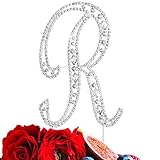 Letter R Cake Topper Rhinestone Crystal Silver Letter for Wedding or Anniversary Birthday Party...