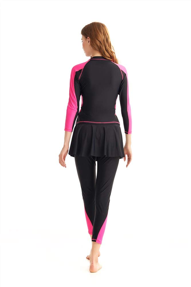 Mujer Manga Larga Trajes de baño Conjunto de Traje de baño de Falda de baño Traje de Surf Burkini Rash Guard