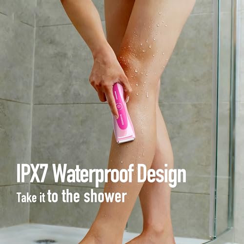 BAREWIZE Bikini Trimmer for Women, Electric Shaver for Women | LED Light, IPX7 Waterproof, USB-C Rechargeable, Ceramic Blade | Electric Razors for Women, Pubic Hair Trimmer Women (Petal Bonbon) by BAREWIZE - Image 4