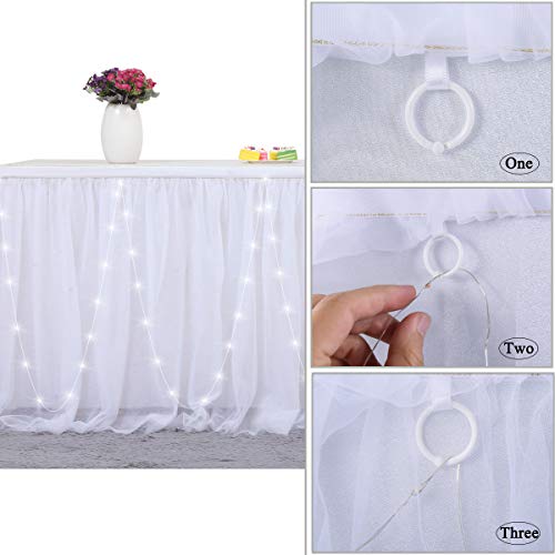 HBBMAGIC Tule tafelrok, witte led, tutu tafelrok, wit, 183 x 76 cm, snoeptafel, tafelkleed, tule voor verjaardag… - Image 5