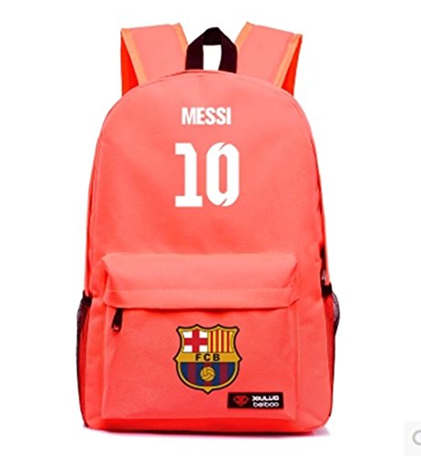 Fc Barcelona Messi #10 Backpack Schoolbag Soccer World (Red)