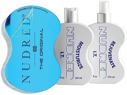NuDred The 'Starter' Moisturize I.T. 2 Bottle SET with Mirror BLUE Hair Sponge for Men/Women | The Original Natural Hair Care System