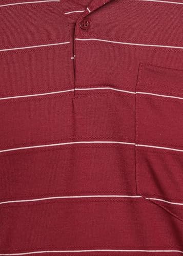 Image of INKKR Men Striped Polo Neck Cotton Blend T-Shirt