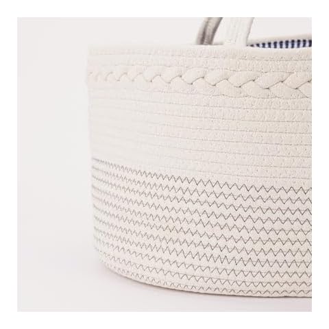 Baby Bliss Diaper Caddy - Harvest Gold, Navy, Grey, Rosie, Blush, White/Black Braided - Organized Changing in Mini or Standard Sizes (White/Black Braided, Large) Cover