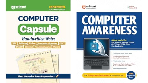 Image of Arihant Computer Capsule Handwritten Notes & Computer Awareness Combo (English Medium) | SSC, Railway, Banking, DSSSB, CPCT, Teaching Exams | 2025 Edition (Set of 2 Books)