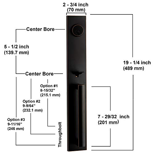Image of Berlin Modisch Full Escutcheon HandleSet Front Door Entry Handle and Deadbolt Lock Set Slim Square Single Cylinder Deadbolt and Lever Heavy Duty - Oil Rubbed Bronze Finish