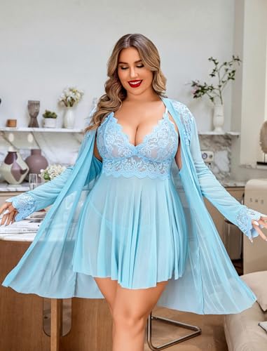 Image of Avidlove Plus Size Lingerie Sexy Lingerie Set Women's Exotic Nightgowns Lace Chemise Lingerie Side Slit Nightdress