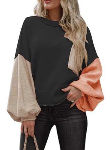 Dokotoo Women's Sweater 2025 Fall Winter Long Sleeve Casual Tops Ribbed Hem Knitwear Lantern Pullover Sweater