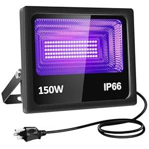 FastDeng 150W Black Lights for Glow Party – LED Flood Light with US 3-Plug, Waterproof IP66 Blacklight for Halloween Outdoor Decor, Dance Party, Aquarium, Body Paint, Fluorescent Poster, Neon Glow