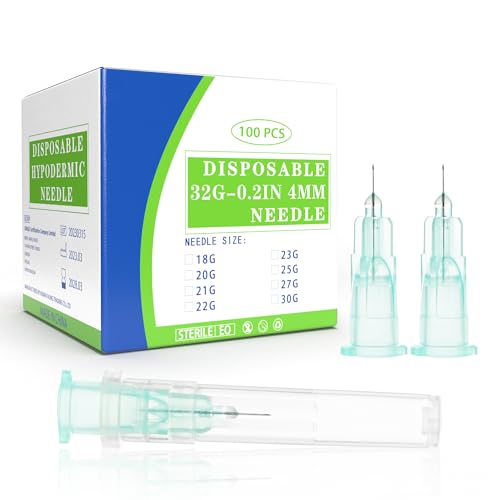 100 Pack 32Ga 4mm 0.16 in Disposable Needles for Scientific and Industrial Dispensing, Individually Wrapped