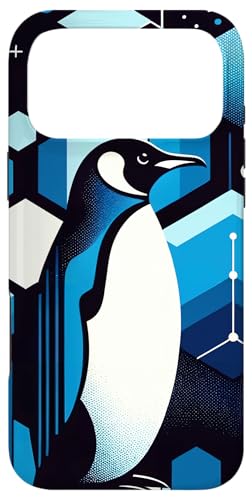 Blue Penguin In Winter Antarctic Forest Geometry Pattern �X�}�z�P�[�X iPhone 17 Pro Max �p