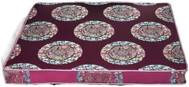 Custom Size Mandarin Style Plush Chair Cushions - Oriental Vintage Cloth Seat Pads for Dining Chairs,Sofa & Armchairs with Non-Slip Base (17.7x15x1.57 inch, Burgundy 5 Dragon)