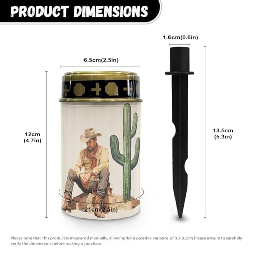 Image of Western Cowboy Solar Lights for Grave - Flameless Solar Powered Light for Prayer and Gravesite Decorations - Waterproof Cemetery Solar Candles