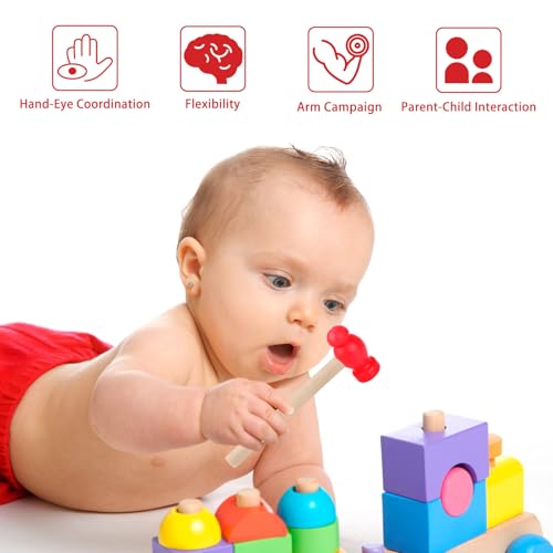 Image of 3pcs Wooden Mallet Toy Hammer Simulation Wooden Hammers Small Plastic Toddler Fake Hammer Portable Maintenance Kids Tools Toys Pretend for Boys Girls