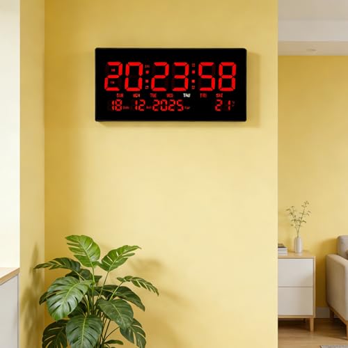Horloge murale numérique pour lisibilité difficile avec écran LED clair