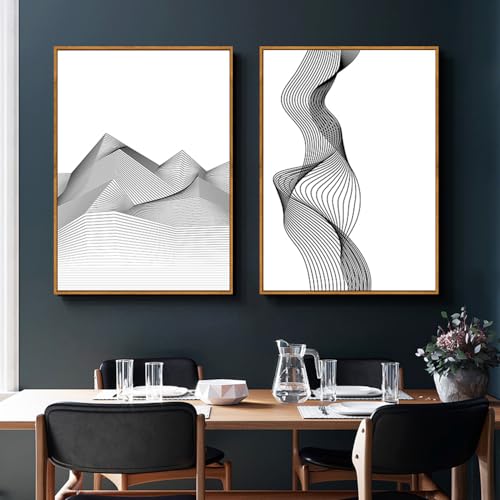 Decoración de arte moderno con cuadros abstractos en blanco y negro para paredes de salón 3