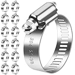 Bolatus Hose Clips 21-38 mm, 12 Pcs Hose Clamp Stainless Steel 304 Adjustable Screw Clamps, 7 Sizes Pipe Clamps Assortment for Pool, House Gas Pipe, Garden Hose