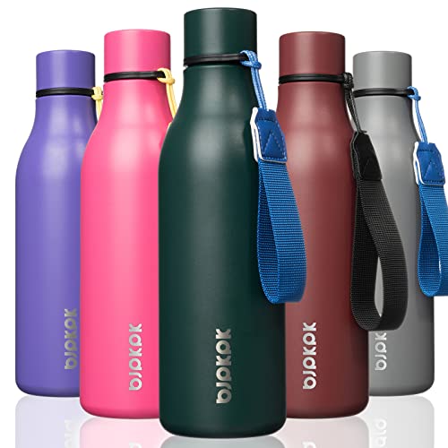 BJPKPK 18oz Insulated Water Bottle, Stainless Steel Bottle with Carry Strap