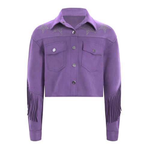Loyan Little Girls' Button Down Coat Birthday Party Clothes Tassels Jacket Basic Outwear Tops3