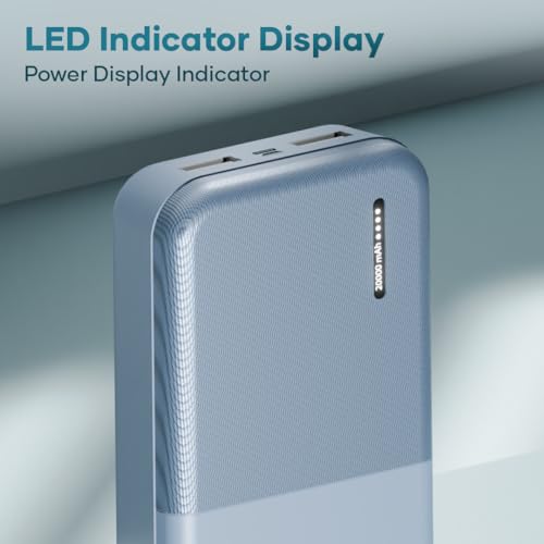 Image of Wings Power Bolt 20000mAh, 12W Powerbank Fast Charging, Dual Output Powerbank with LED Indicator Display, Li-Polymer, Multi- Protection Powerbank for iPhone, Android & Other Devices, Made in India