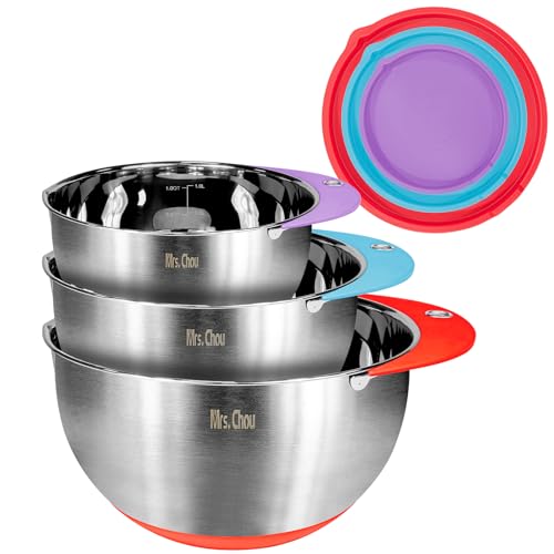 Tazón de mezcla de acero inoxidable 18/10 con tapa BPA libre miniatura 1