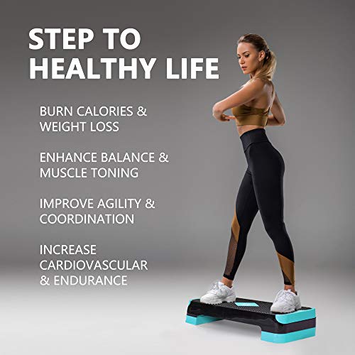 GYMMAGE Adjustable Workout Aerobic Stepper, Aerobic Exercise Step Platform with 2 Risers, Exercise Step Deck for Fitness, 26.5\" Trainer Stepper with Non-Slip Surface Home Gym & Extra Risers Options - Thumbnail 6