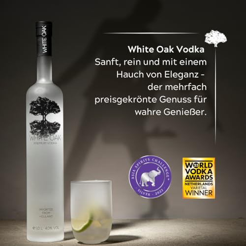 White Oak Premium Vodka 1L – 40% Alkohol, edler Wodka aus den Niederlanden – reiner genuss für Cocktails & pur – perfekt als Wodka Geschenkset & spirituosen Angebot