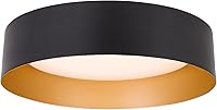 Bargeni 12.5" Dimmable LED Flush Mount Ceiling Light - Matte Black Gold Interior, 3000K Warm White 18W (100W Equiv) for Bedroom Hallway