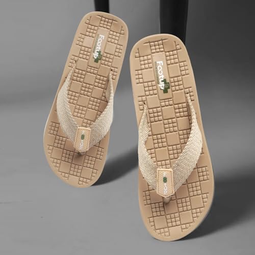 Image of Men's Orthopedic Comfort Flip Flops with Soft Fabric Straps | Cushioned Anti-Skid Footbed Slippers for Men | Lightweight Walking Flip Flops for Home, Outdoor, Indoor Use