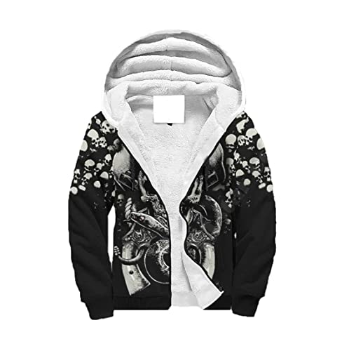 Sweat à capuche imprimé crâne 3D zippé en polaire pour vos soirées fraîches et sorties urbaines