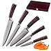 Wakoli 5er Damastmesser-Set mit Klingenlängen von 8,50cm bis 20,00cm, extrem scharf aus 67 Lagen I aus japanischem Damaststahl mit Pakkaholz-Griffen