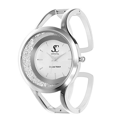 SC Crystal - Montre pour Femme, Ton Argent, en Métal Rhodié, Ajustable, Idée Cadeau - Visitez Notre Boutique pour Nos Bijoux