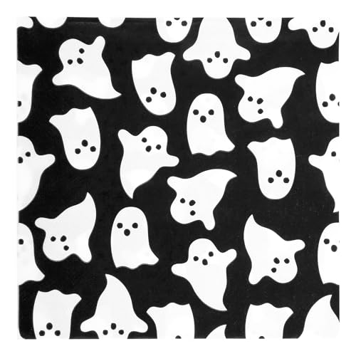 100Pcs Halloween Ghost Paper Napkins Black White Spooky Boo Dispo...
