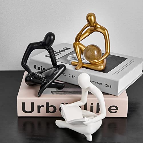 Image of XINXUAN Thinker Resin Statue Abstract Sculpture Collectible Gold Figurines for Home Living Room Office Shelf Decoration Bedroom Decoration Bookshelf Decoration