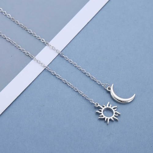 Andelaisi Boho Sun Moon Pendant Necklace Vintage Sun Y Lariat Necklace Silver Moon Dangle Necklace Adjustable Hollow Sun Choker Necklace Jewelry for Women by Andelaisi - Used condition - Image 5