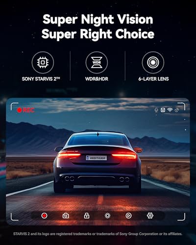 Image of REDTIGER F7NP Dash Cam 4K Front and Rear, Dual Dash Cam for Car,Night Vision Car Cam, Built-in GPS WIFI,32GB Card Included, 3.18 inch IPS Display, 170 Wide View, WDR, 24H Parking Monitor
