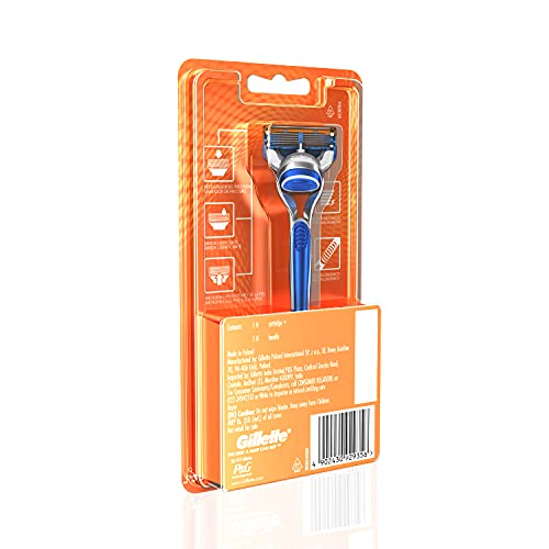 Image of Gillette Fusion Manual Razor, 1 Pc & Mach 3 Shaving Blades- Pack of 16 (Cartridges), For Men