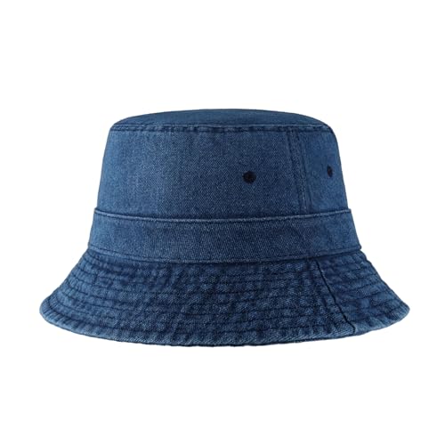 Hot Summer Bucket Hat - Trendy Cotton Sun Hat for Beach Golf Fishing - Fun Outdoor Vacation Boonie for Men and Women (Dark Denim)