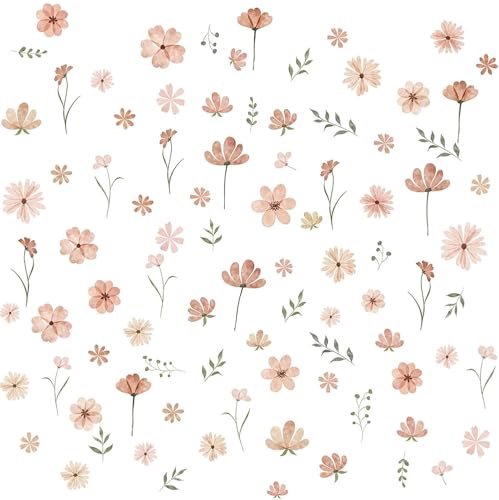 9 Blatt Boho Wandtattoo Blumen, Kleine Blumenmotive Wandsticker, Gemütliche Wandaufkleber, Pflanzen Wandtattoos, Wall Stickers für Mädchenzimmer Schlafzimmer Wohnzimmer Flur Bad Küche