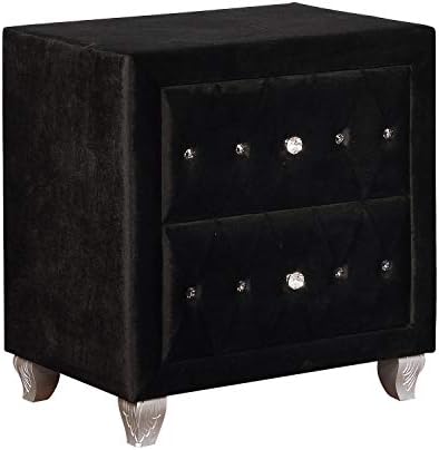 Amazon Com Coaster Home Furnishings Deanna 2 Drawer Rectangular Black Nightstand 18 D X 27 5 H Furniture Decor