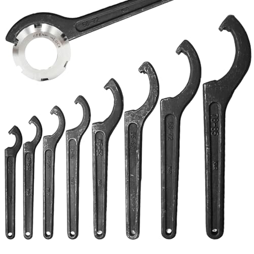 Juego de 8 llaves de gancho, 22 – 65 mm C, llaves de gancho ajustables, llave para tuerca redonda, mandril de gancho con nariz para tuercas ranuradas, tuerca de sujeción de torno