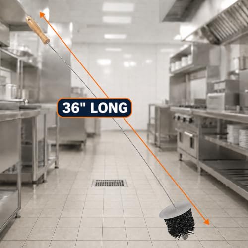 Image of Commercial Floor Drain Cleaning Brush with Splash Guard for 3 inch and 4 inch drains