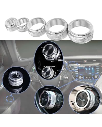 Temperature Adjustment Knob Car Air Conditioning Switch Knob Decorative Ring Climate Control HVAC (Silver)