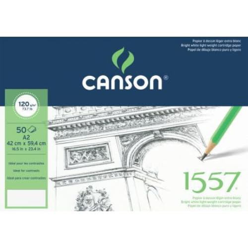 Lot de 3 Bloc 50 feuilles 1557® (collées 1 côté) 42x59.4 120g/m², grain léger blanc pur