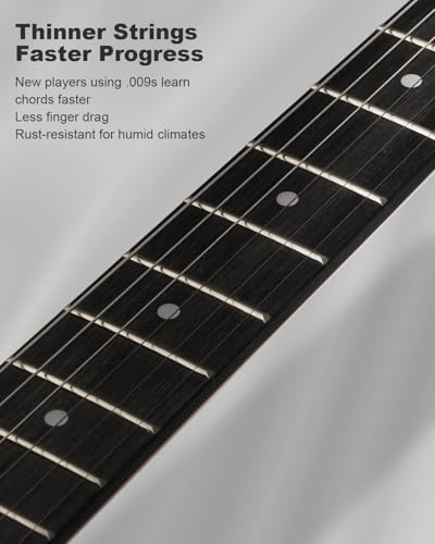 RVONE RST-150 39\" Beginner Electric Guitar Kit with Amp & HSS Pickups | Complete Starter Set for Newcomers w/Essentials | Gig Bag, Extra Strings, Digital Tuner, Capo, Strap | Home Practice (Black)