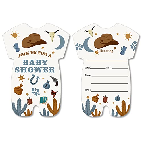 Invitaciones baby shower vaquero para celebrar la llegada del futuro pequeño rey del oeste