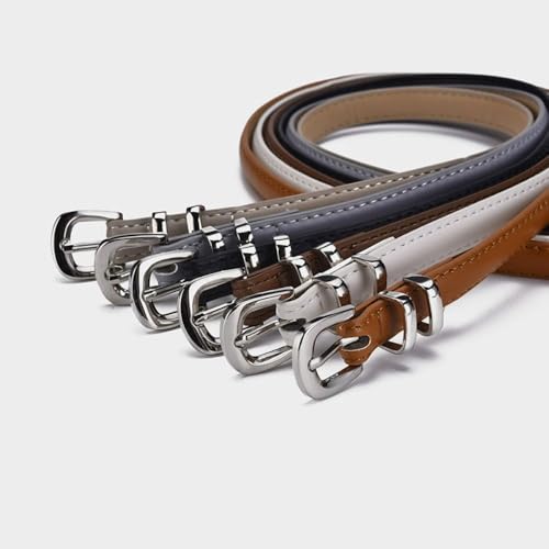 Casual Versatile Retro Silver Pin Buckle Waistband Thin Belts Jeans Waist Belt PU Leather Belt(black)4