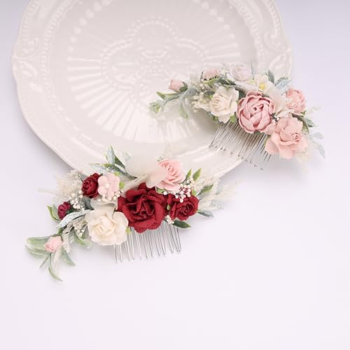 Peine floral con flores secas para cabello miniatura 4