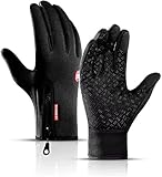 YUEHAPPY 2023 Trendige Thermo Handschuhe Touchscreen Fahrrad Unterziehhandschuhe, Ultimative wasserdichte und Winddichte Thermohandschuhe zum Radfahren, Wandern, Skifahren (L,Black)